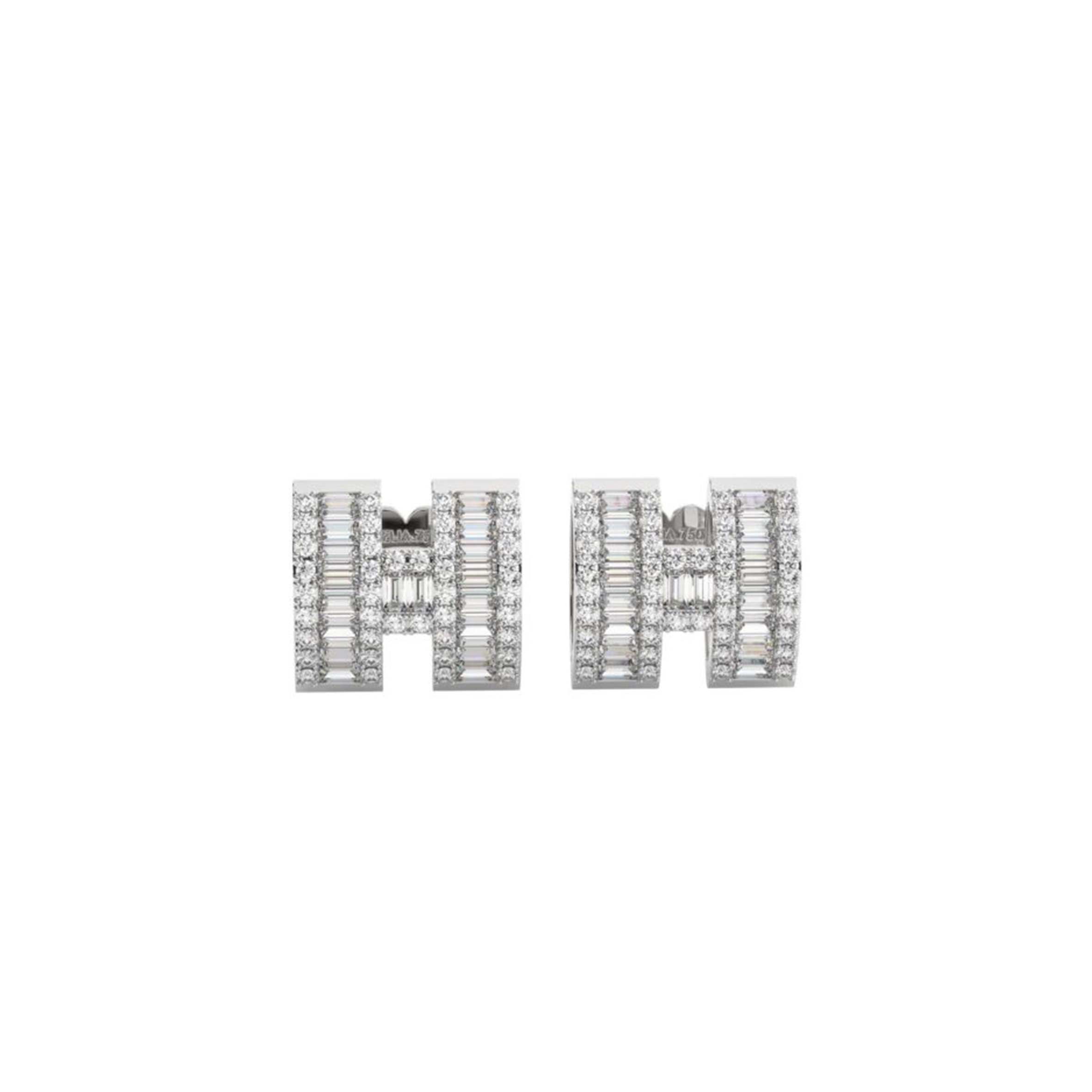 HERMÈS FULL DIAMOND H EARRINGS 